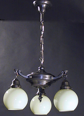 3-Light Electric Chandelier with Vaseline Glass Shades